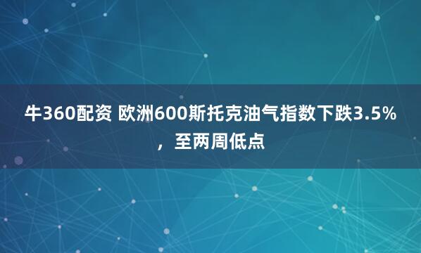 牛360配资 欧洲600斯托克油气指数下跌3.5%，至两周低点