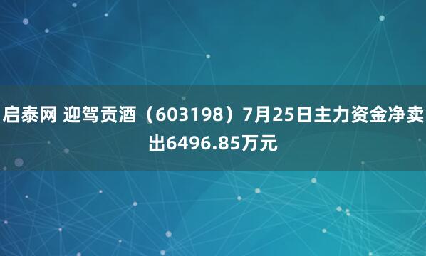 启泰网 迎驾贡酒（603198）7月25日主力资金净卖出6496.85万元