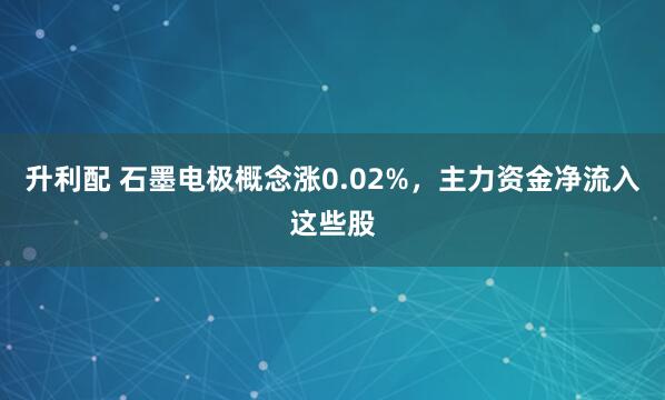 升利配 石墨电极概念涨0.02%，主力资金净流入这些股